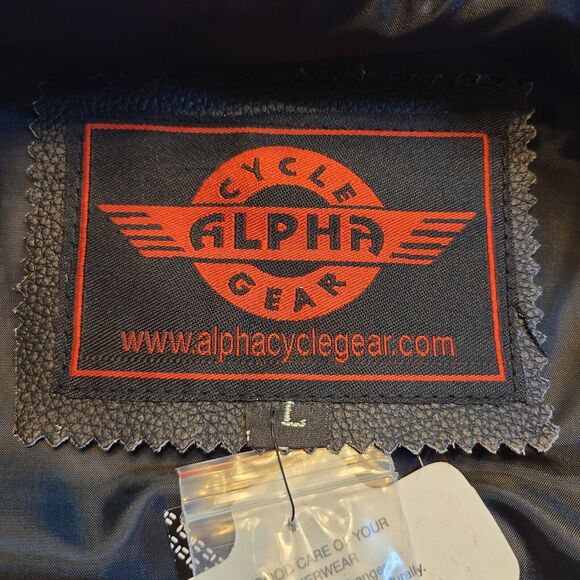 Leather Biker Vest Size L - Alpha Cycle Gear - New With Tags - Picture 3 of 6